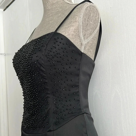 Rampage Vintage Y2K Satin Embellished Evening Gown Fairy Whimsygoth Sz. 5 Black - Picture 4 of 14